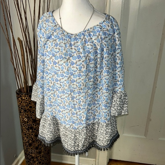 Zac & Rachel Blue and White Relaxed Tunic - Picture 1 of 11